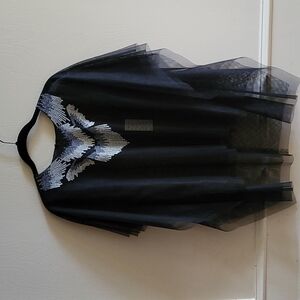 NEW BCBG MAXAZRIA, Embroidered, Tulle, Kaftan, Black, Sz XS
